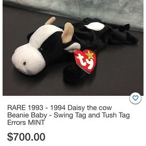 Ty Black and White Stuffed Animal Cow